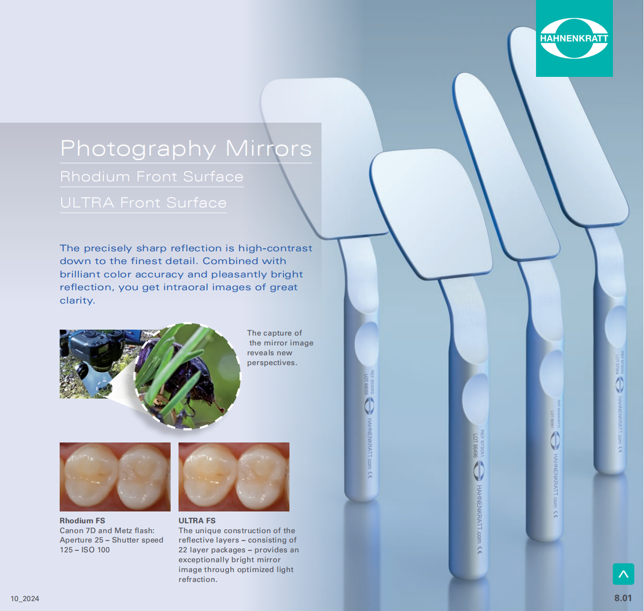 Hahnenkratt rhodium front-surface intraoral photography mirrors with handle - view 6