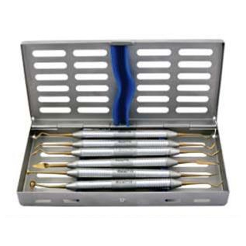COMPOSIT INSTRUMENTS GOLD TITANIUM COATED S/6 WITH INDIAN MAKE CASSETTE CIGWC6 6 GDC | DentalMart